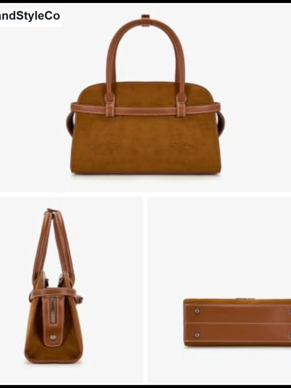 Faux Suede Satchel Handbag Western Buckle Crossbody Bag